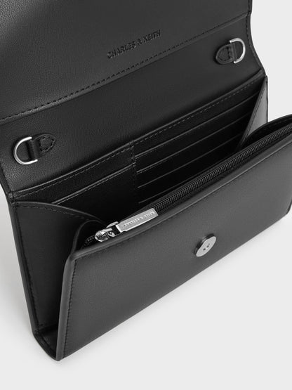 CHARLES & KEITH Sale / Octavia Front Flap Long Wallet - Noir