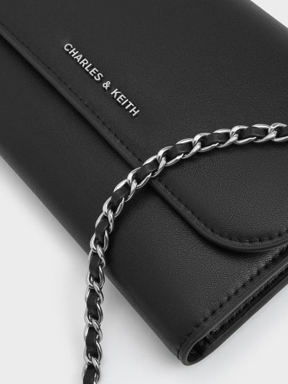 CHARLES & KEITH Sale / Octavia Front Flap Long Wallet - Noir