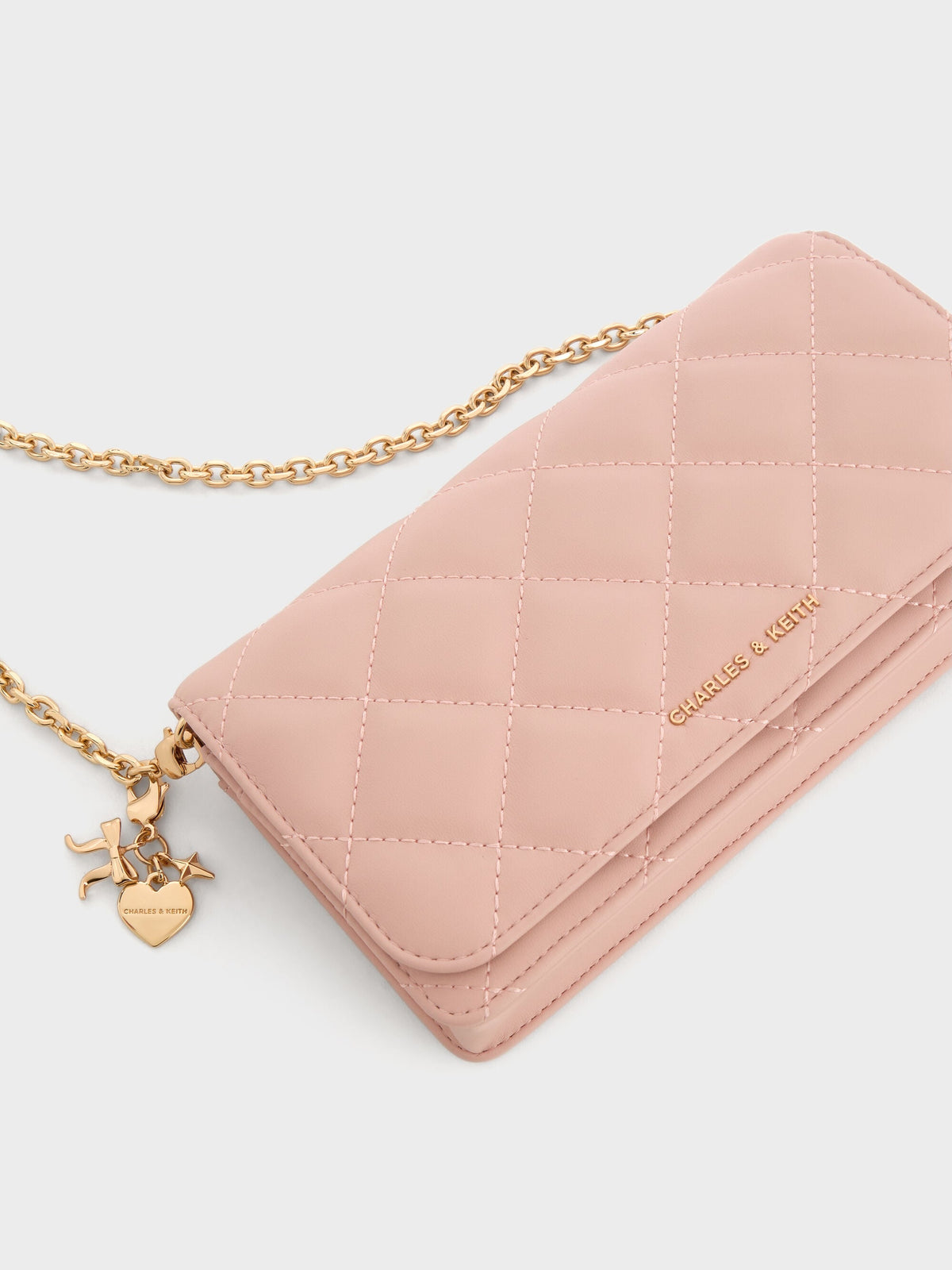 CHARLES & KEITH Sale / Arrietty Quilted Wallet On Chain - Light Pink