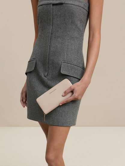 CHARLES & KEITH Hot Sale / Dulcie Zip-Around Long Wallet - Oat