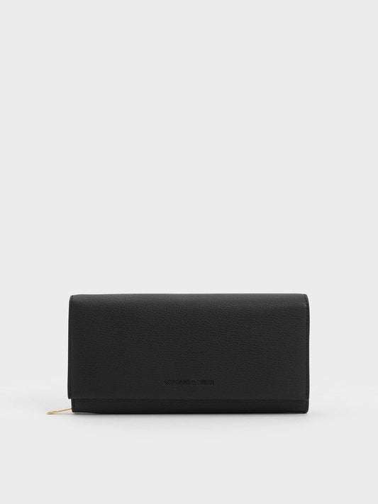 CHARLES & KEITH Premium / Muriel Front Flap Long Wallet - Black