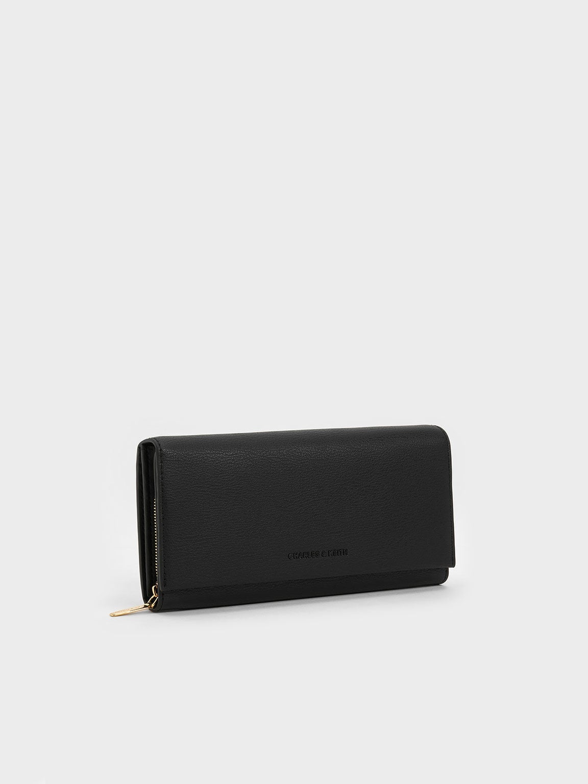 CHARLES & KEITH Premium / Muriel Front Flap Long Wallet - Black