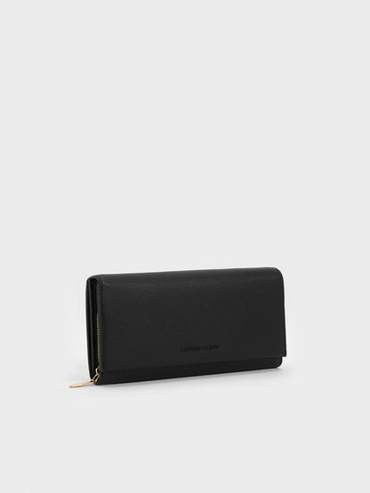 CHARLES & KEITH Premium / Muriel Front Flap Long Wallet - Black
