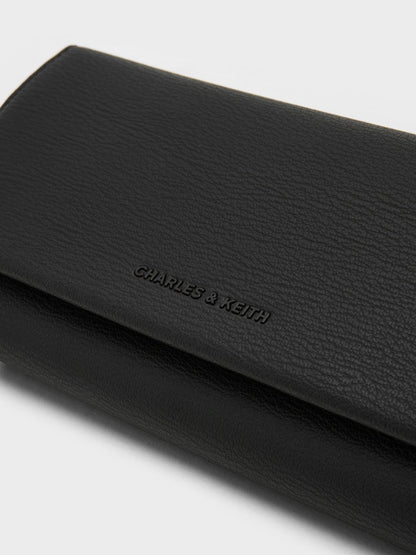 CHARLES & KEITH Premium / Muriel Front Flap Long Wallet - Black