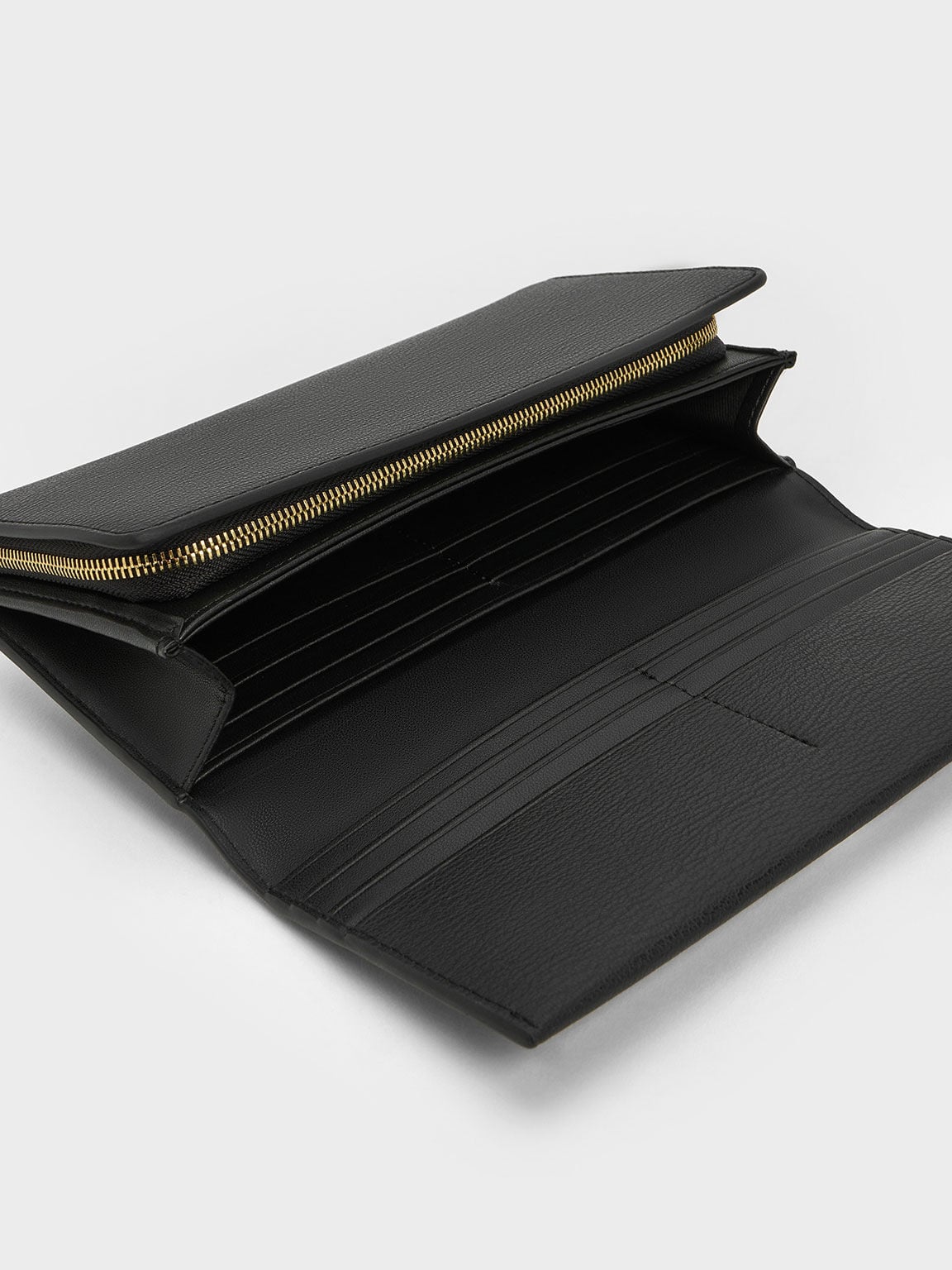 CHARLES & KEITH Premium / Muriel Front Flap Long Wallet - Black