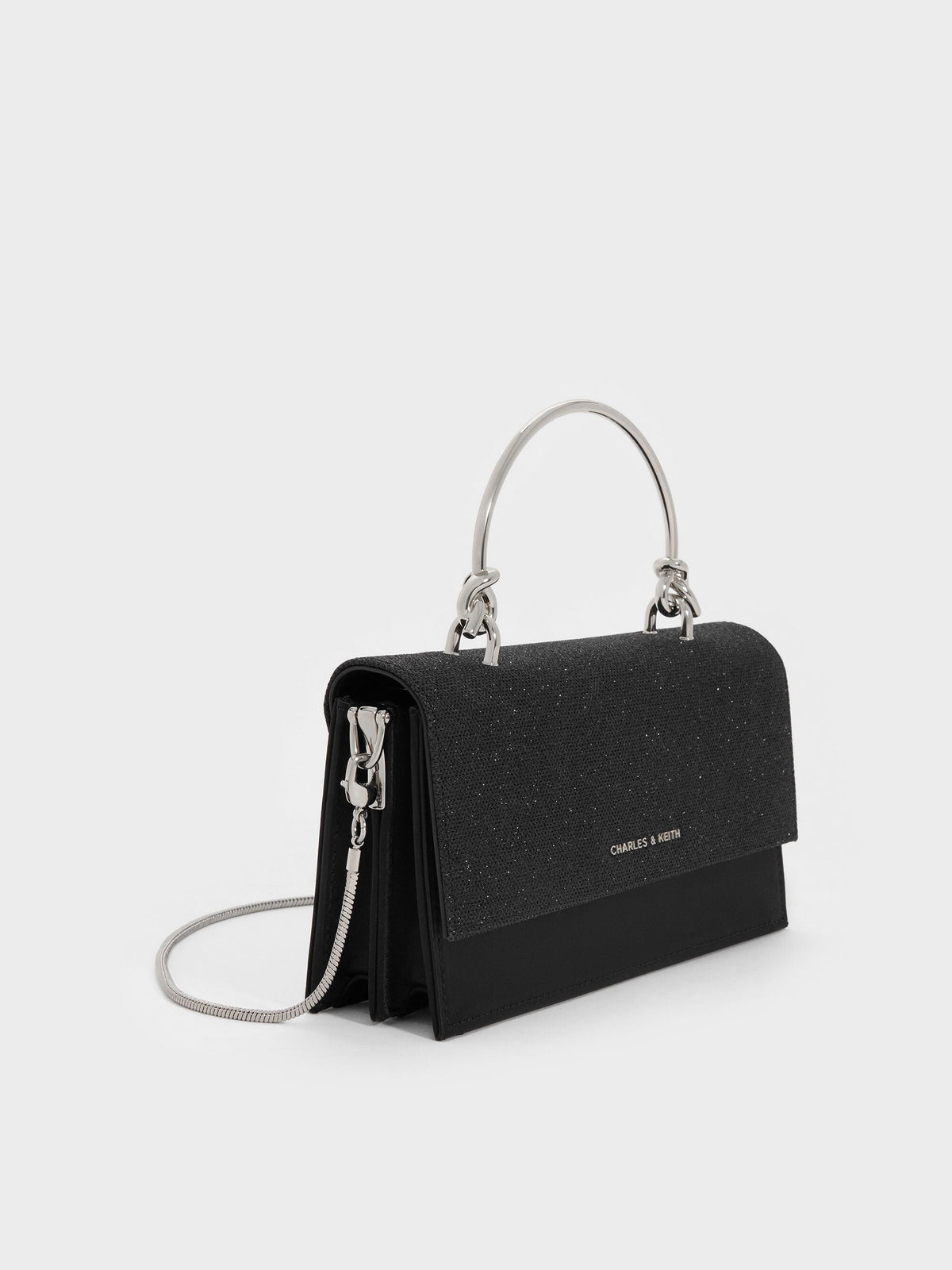 CHARLES & KEITH Exclusive / Kristine Glittered Wallet On Chain - Noir