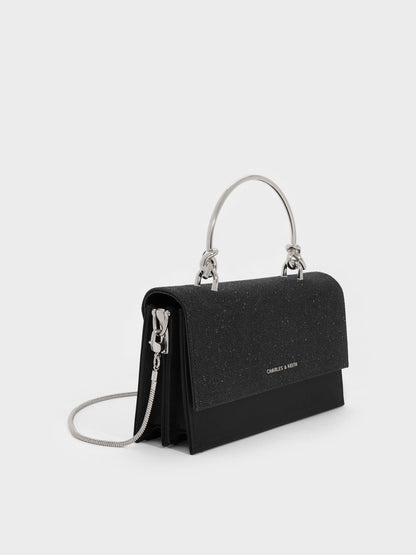 CHARLES & KEITH Exclusive / Kristine Glittered Wallet On Chain - Noir