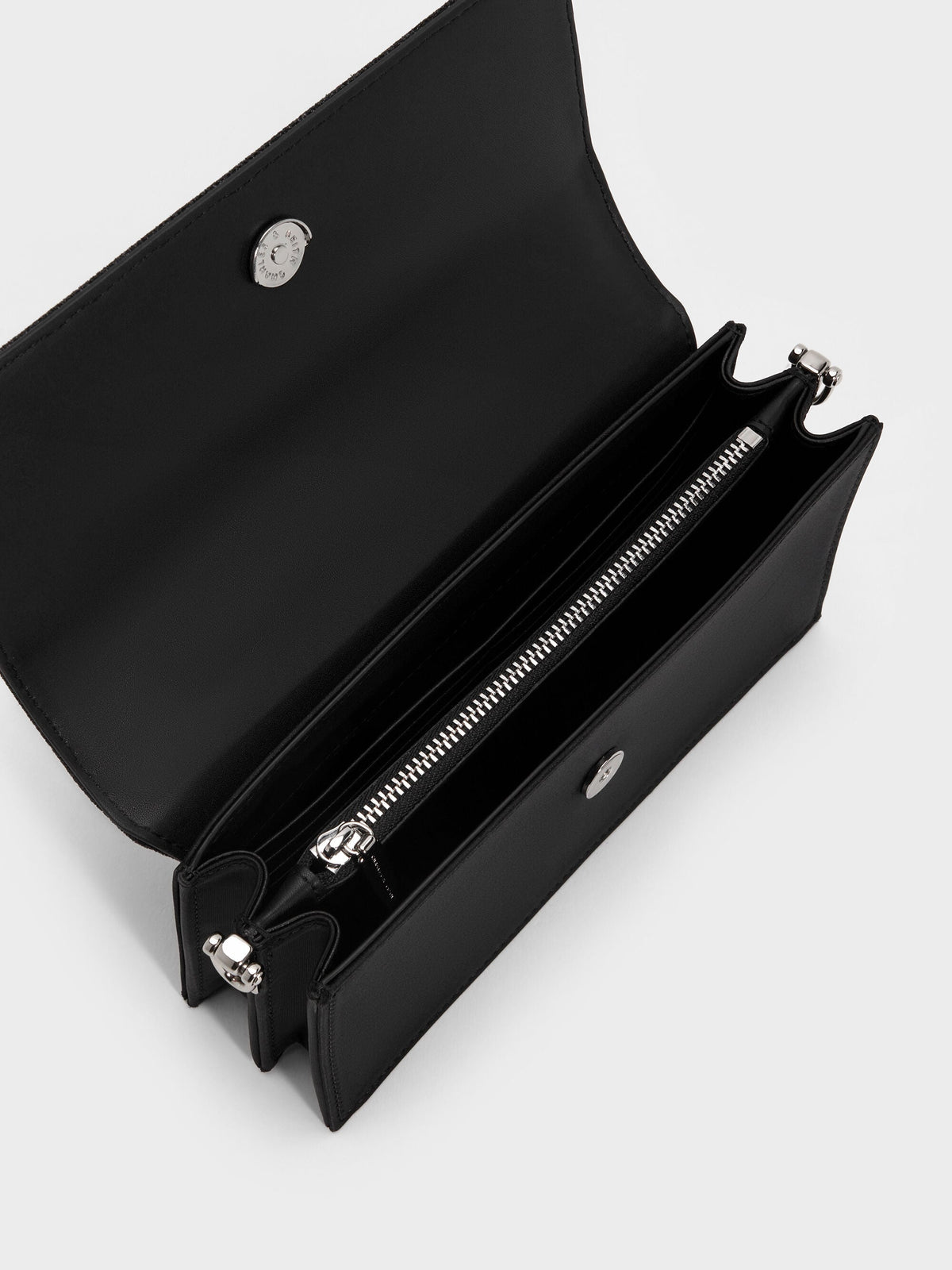 CHARLES & KEITH Exclusive / Kristine Glittered Wallet On Chain - Noir