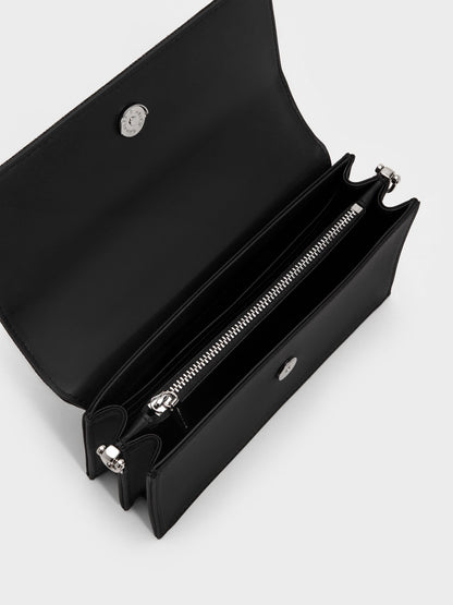 CHARLES & KEITH Exclusive / Kristine Glittered Wallet On Chain - Noir