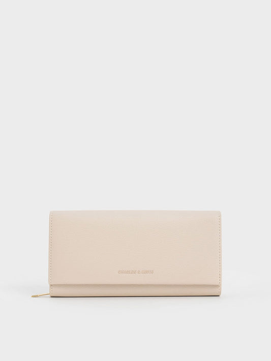 CHARLES & KEITH Essential / Muriel Front Flap Long Wallet - Oat