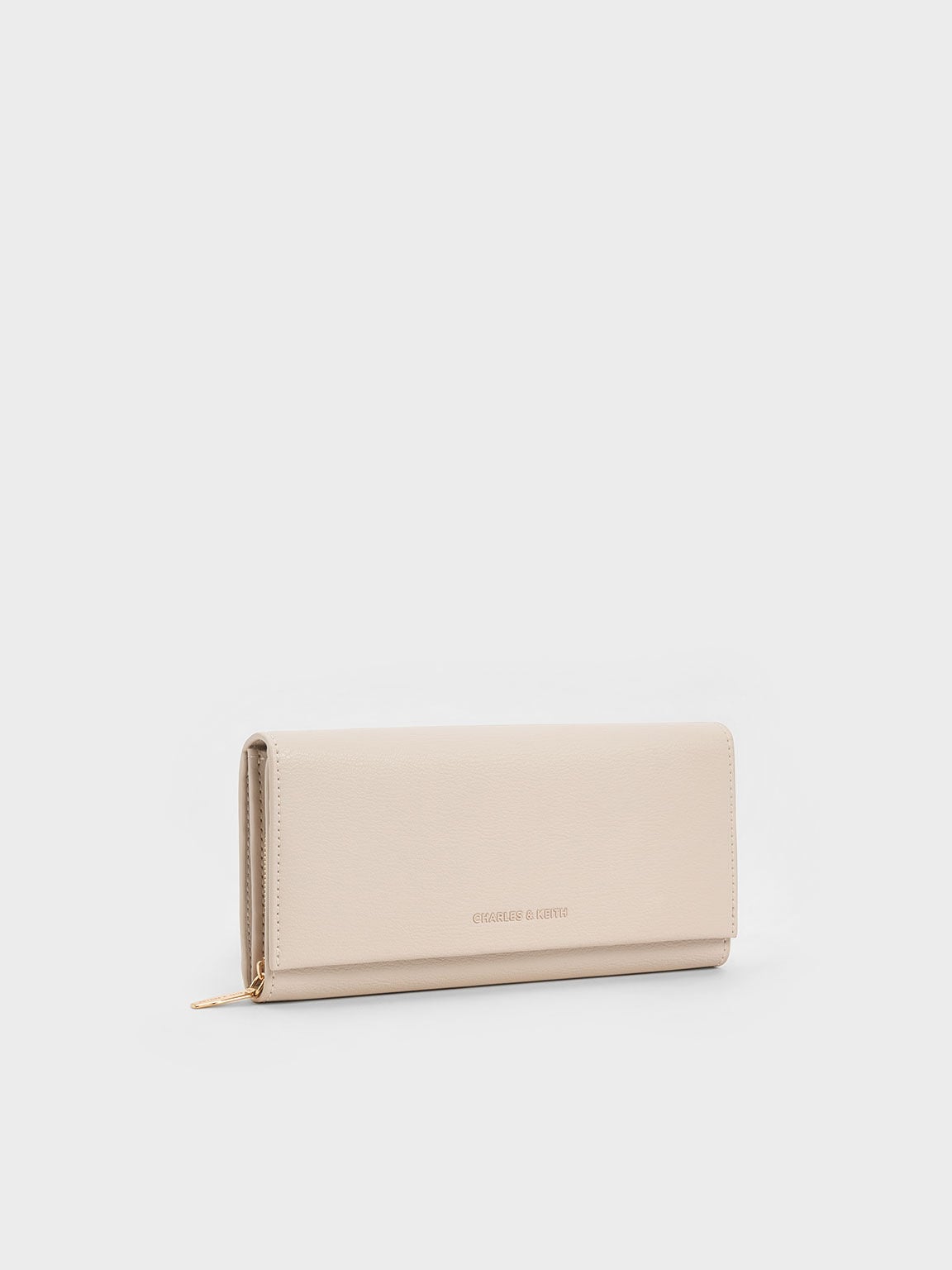 CHARLES & KEITH Essential / Muriel Front Flap Long Wallet - Oat