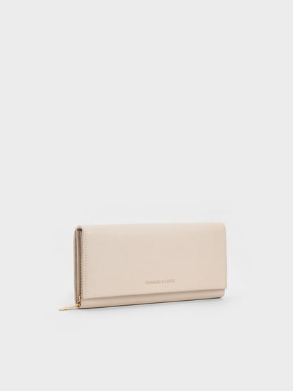 CHARLES & KEITH Essential / Muriel Front Flap Long Wallet - Oat