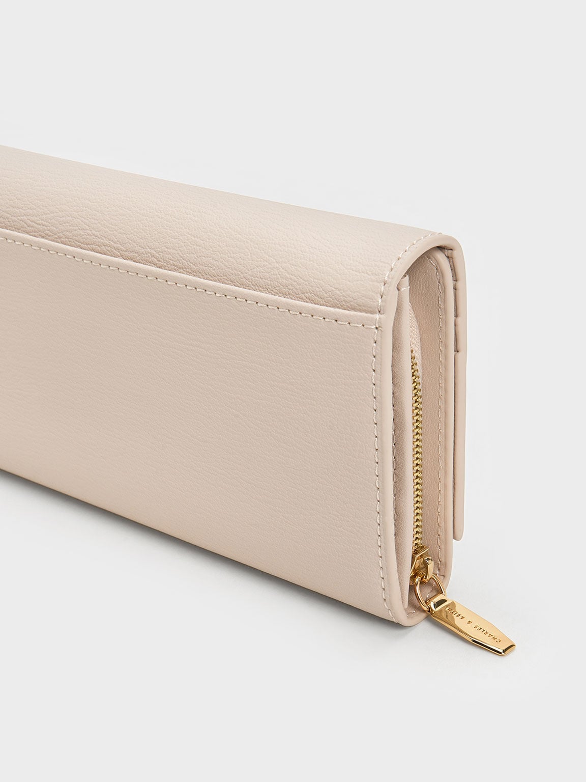 CHARLES & KEITH Essential / Muriel Front Flap Long Wallet - Oat