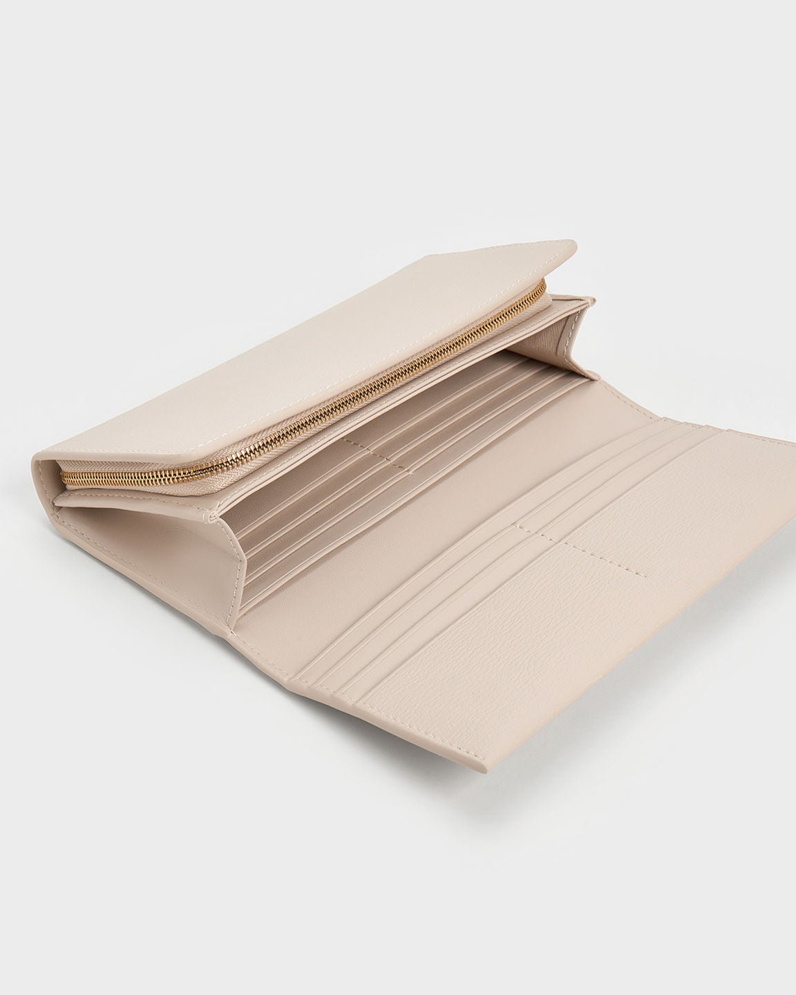 CHARLES & KEITH Essential / Muriel Front Flap Long Wallet - Oat