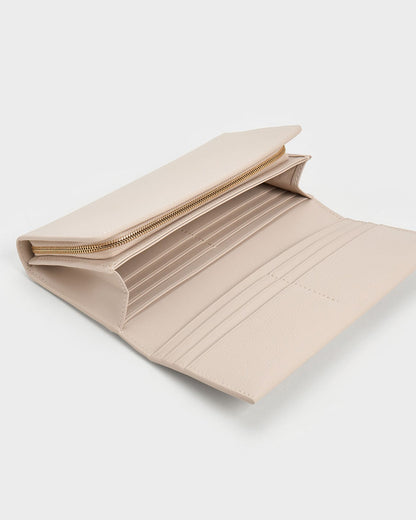 CHARLES & KEITH Essential / Muriel Front Flap Long Wallet - Oat