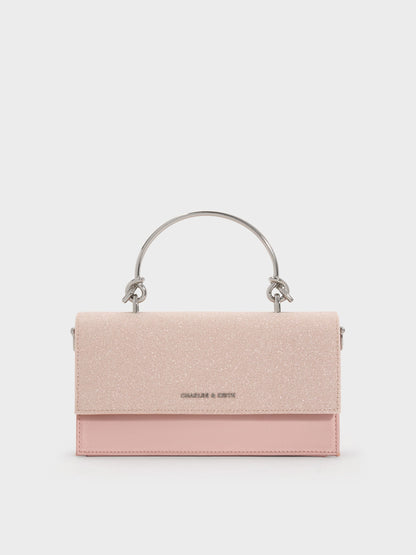 CHARLES & KEITH Best Price / Kristine Glittered Wallet On Chain - Pink