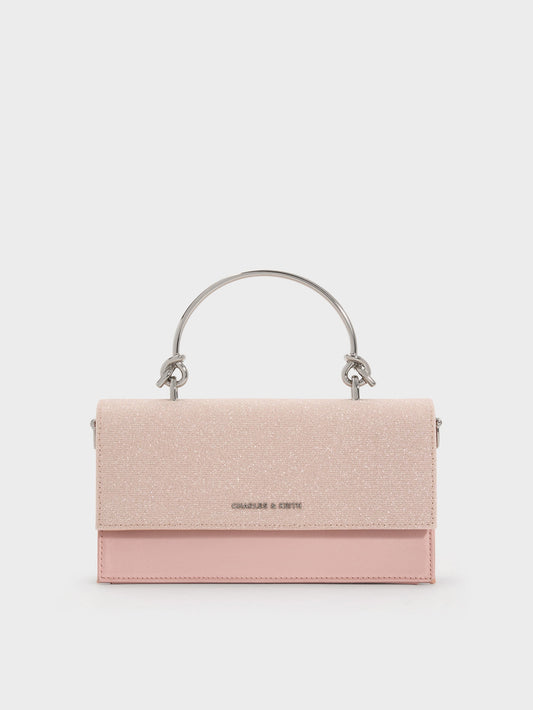 CHARLES & KEITH Best Price / Kristine Glittered Wallet On Chain - Pink