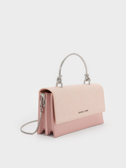 CHARLES & KEITH Best Price / Kristine Glittered Wallet On Chain - Pink