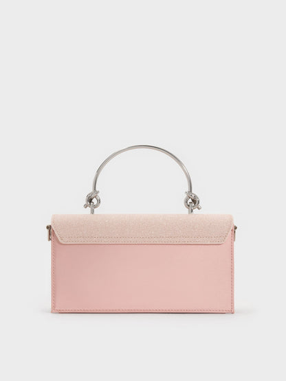 CHARLES & KEITH Best Price / Kristine Glittered Wallet On Chain - Pink