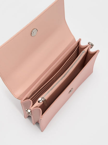 CHARLES & KEITH Best Price / Kristine Glittered Wallet On Chain - Pink