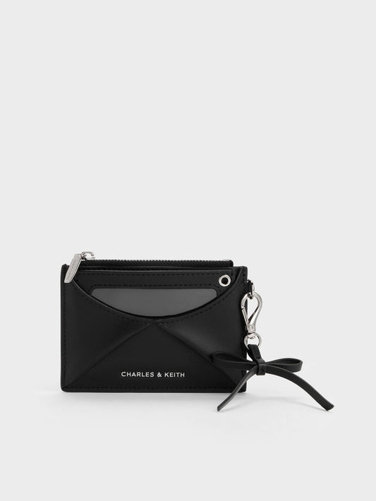 CHARLES & KEITH Quality / Hazel Bow Panelled Card Holder - Noir