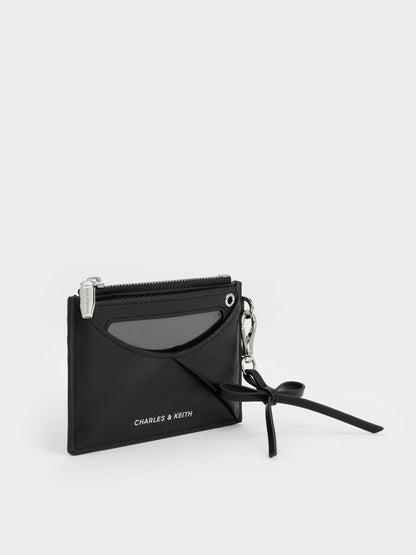 CHARLES & KEITH Quality / Hazel Bow Panelled Card Holder - Noir