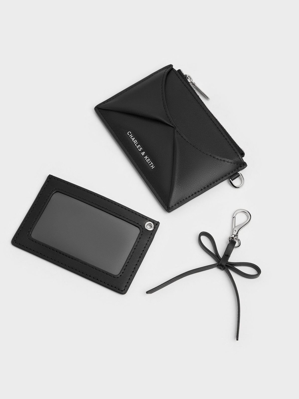 CHARLES & KEITH Quality / Hazel Bow Panelled Card Holder - Noir