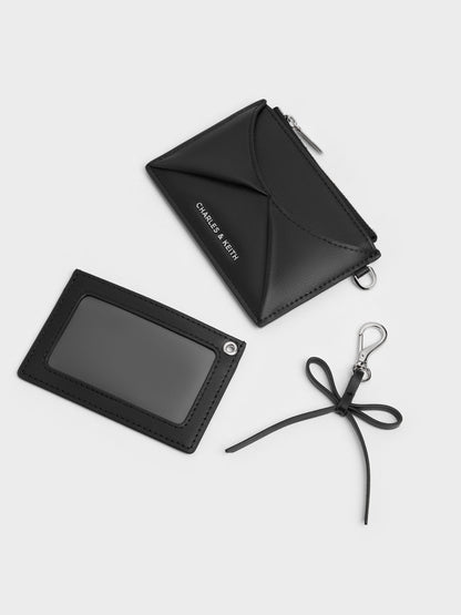 CHARLES & KEITH Quality / Hazel Bow Panelled Card Holder - Noir