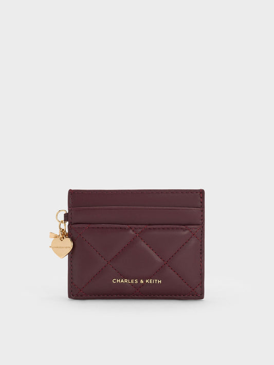 CHARLES & KEITH Discount / Arrietty Quilted Card Holder - Wineberry Red