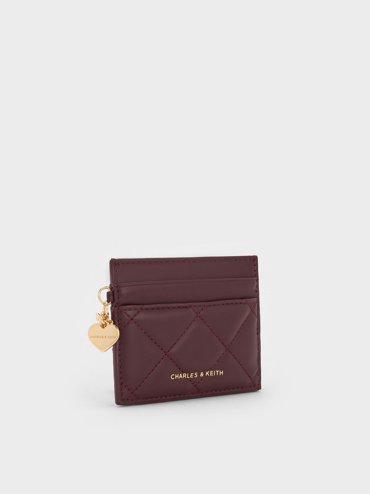 CHARLES & KEITH Discount / Arrietty Quilted Card Holder - Wineberry Red