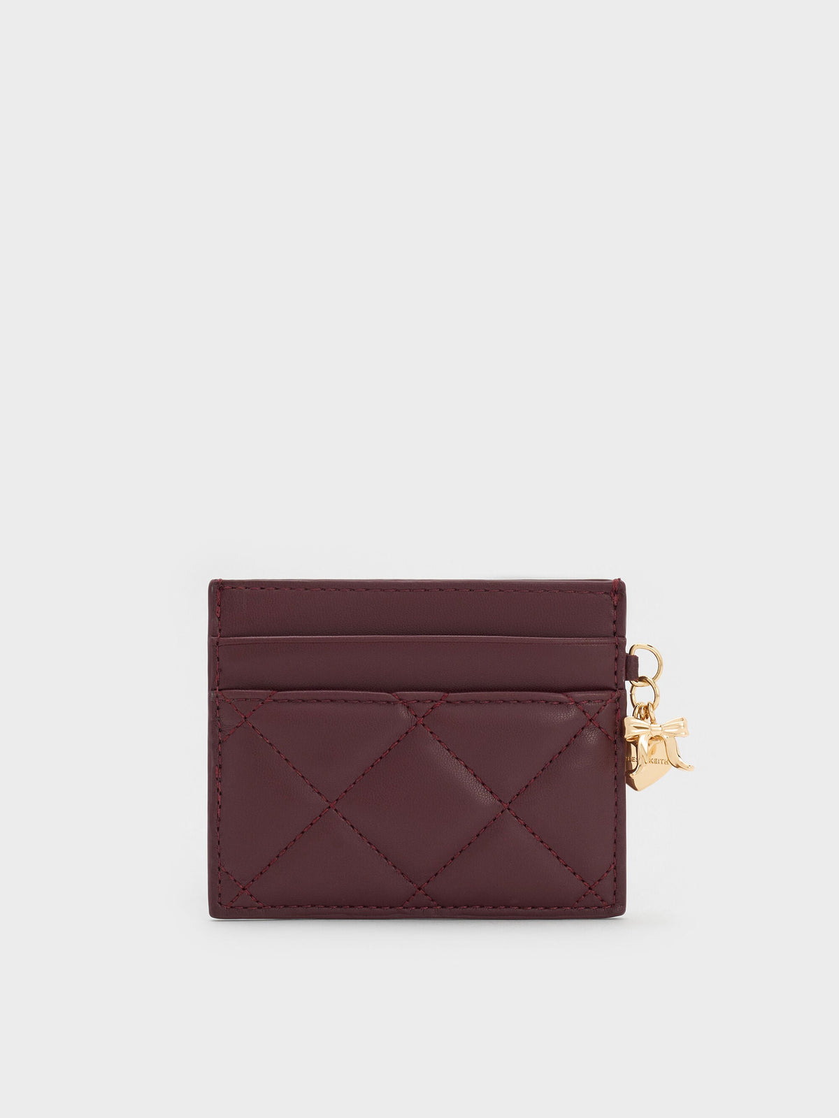 CHARLES & KEITH Discount / Arrietty Quilted Card Holder - Wineberry Red