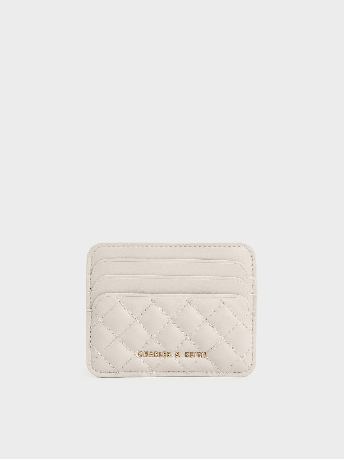 CHARLES & KEITH Sale / Cleo Quilted Card Holder - Ivory