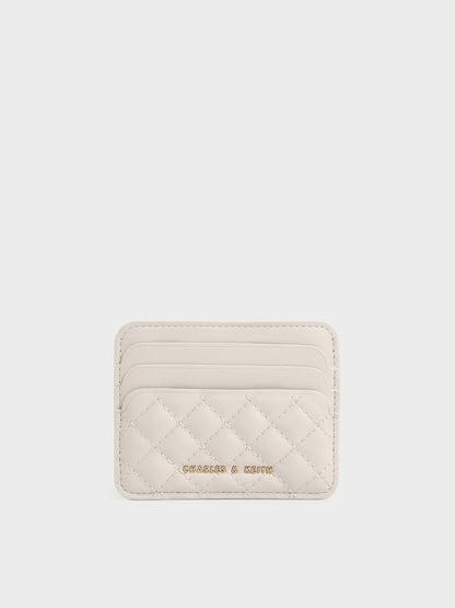 CHARLES & KEITH Sale / Cleo Quilted Card Holder - Ivory