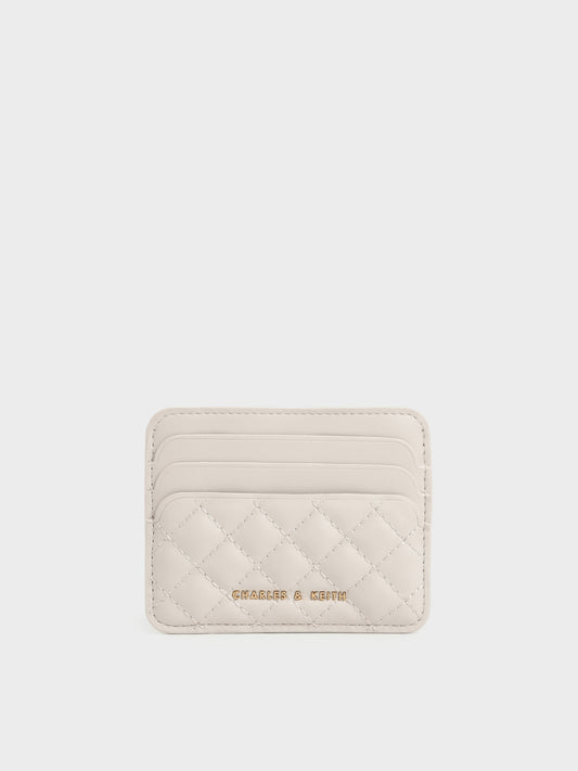 CHARLES & KEITH Sale / Cleo Quilted Card Holder - Ivory