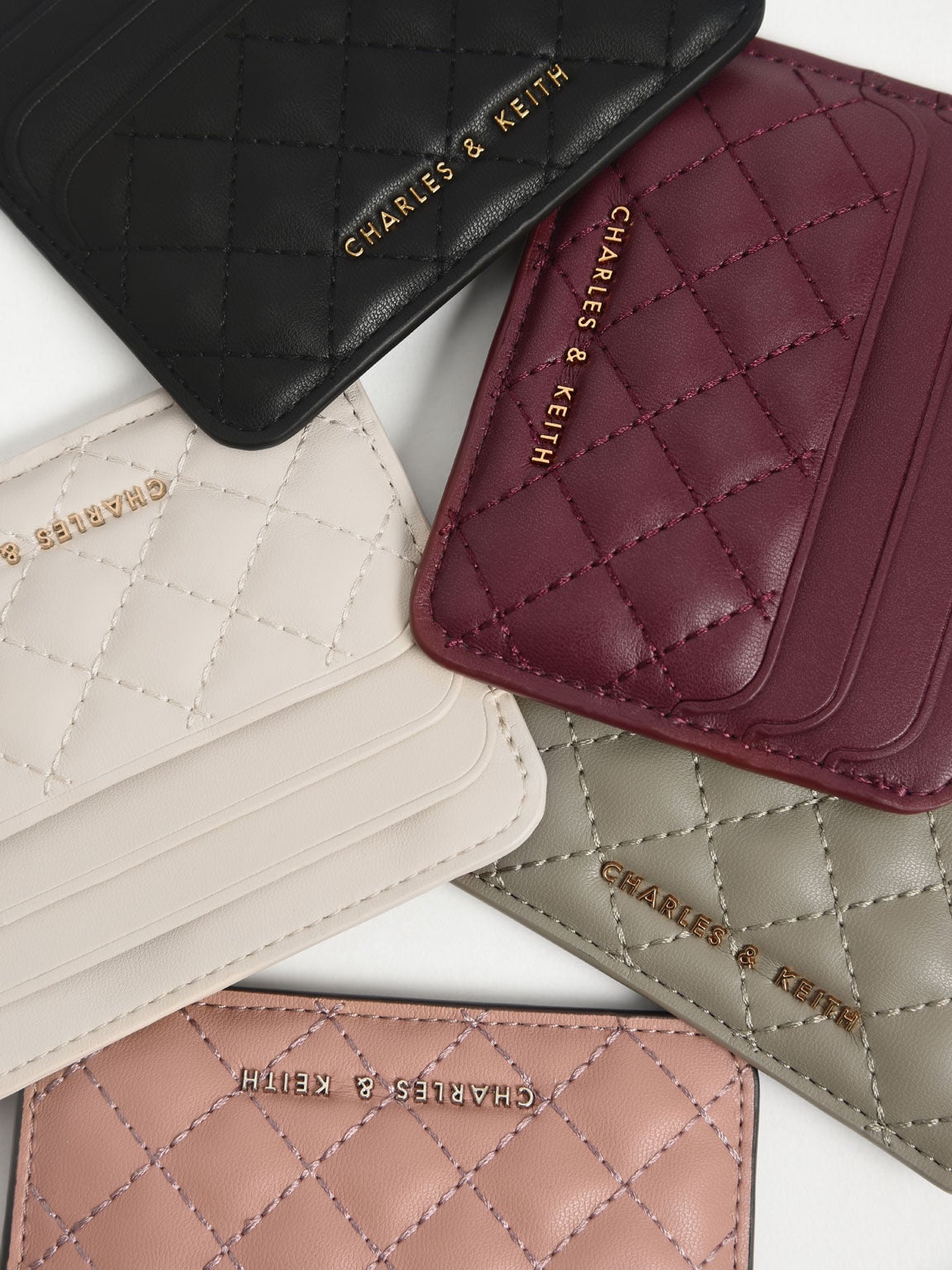 CHARLES & KEITH Sale / Cleo Quilted Card Holder - Ivory