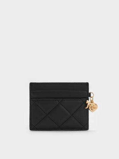 CHARLES & KEITH Hot Sale / Arrietty Quilted Card Holder - Black