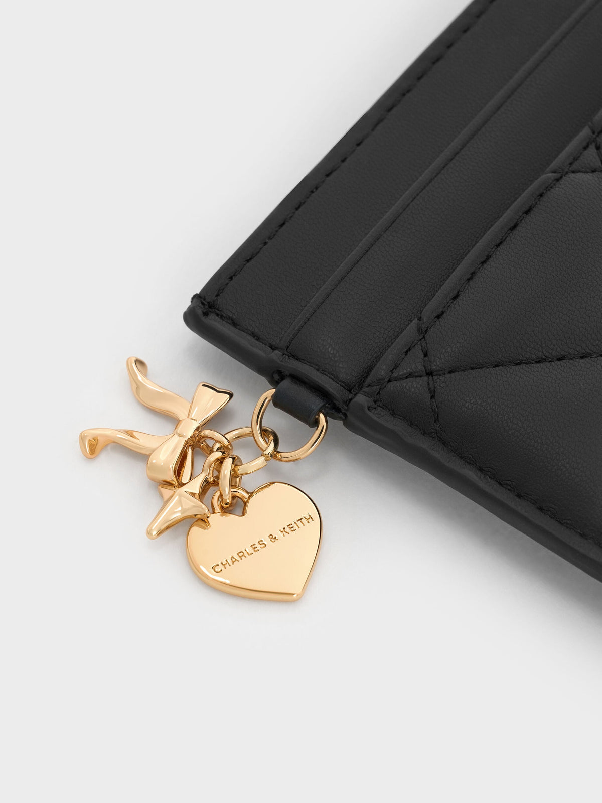 CHARLES & KEITH Hot Sale / Arrietty Quilted Card Holder - Black