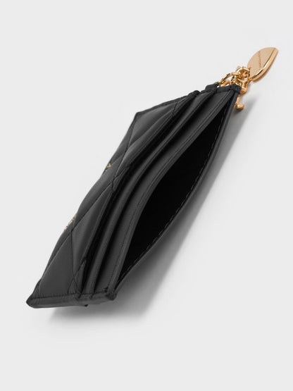 CHARLES & KEITH Hot Sale / Arrietty Quilted Card Holder - Black