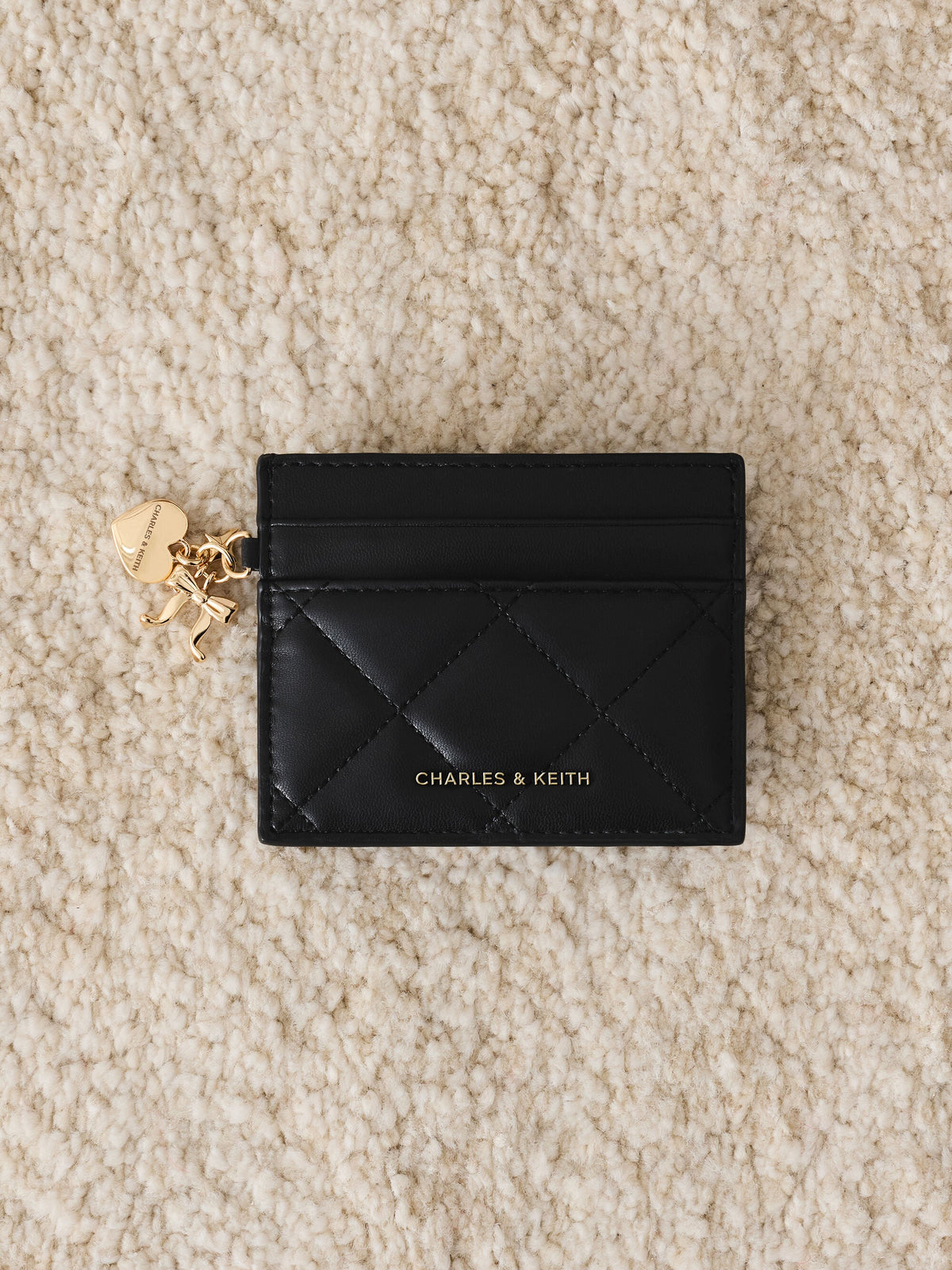 CHARLES & KEITH Hot Sale / Arrietty Quilted Card Holder - Black