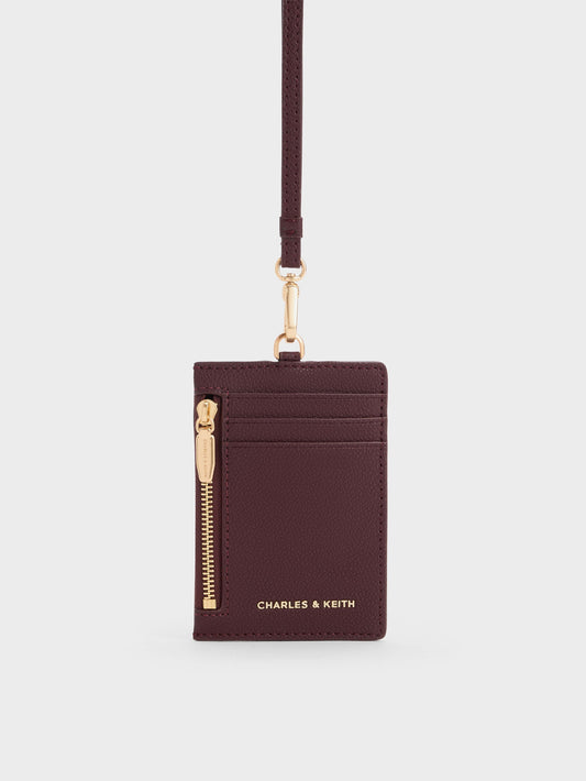 CHARLES & KEITH Classic / Twilia Card Holder With Lanyard - Wineberry Red