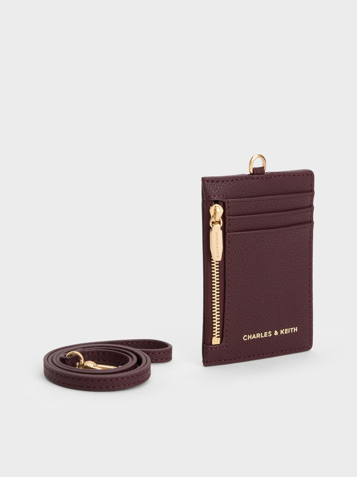 CHARLES & KEITH Classic / Twilia Card Holder With Lanyard - Wineberry Red