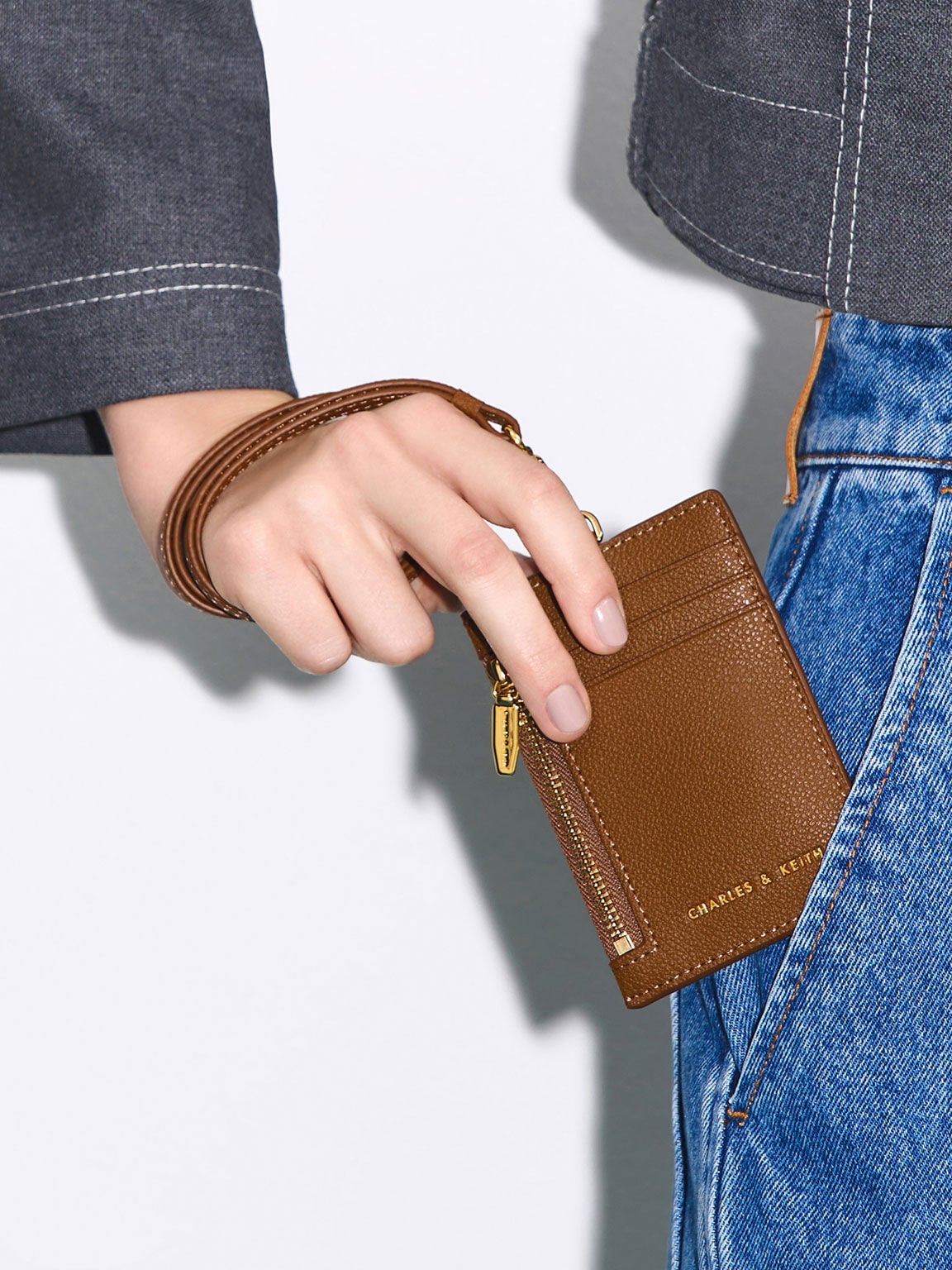 CHARLES & KEITH Customer Favorite / Twilia Card Holder With Lanyard - Chocolate