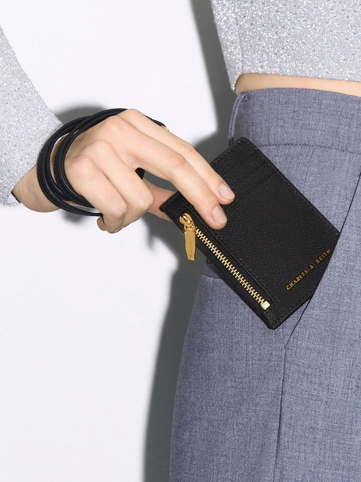 CHARLES & KEITH Customer Favorite / Twilia Card Holder With Lanyard - Black