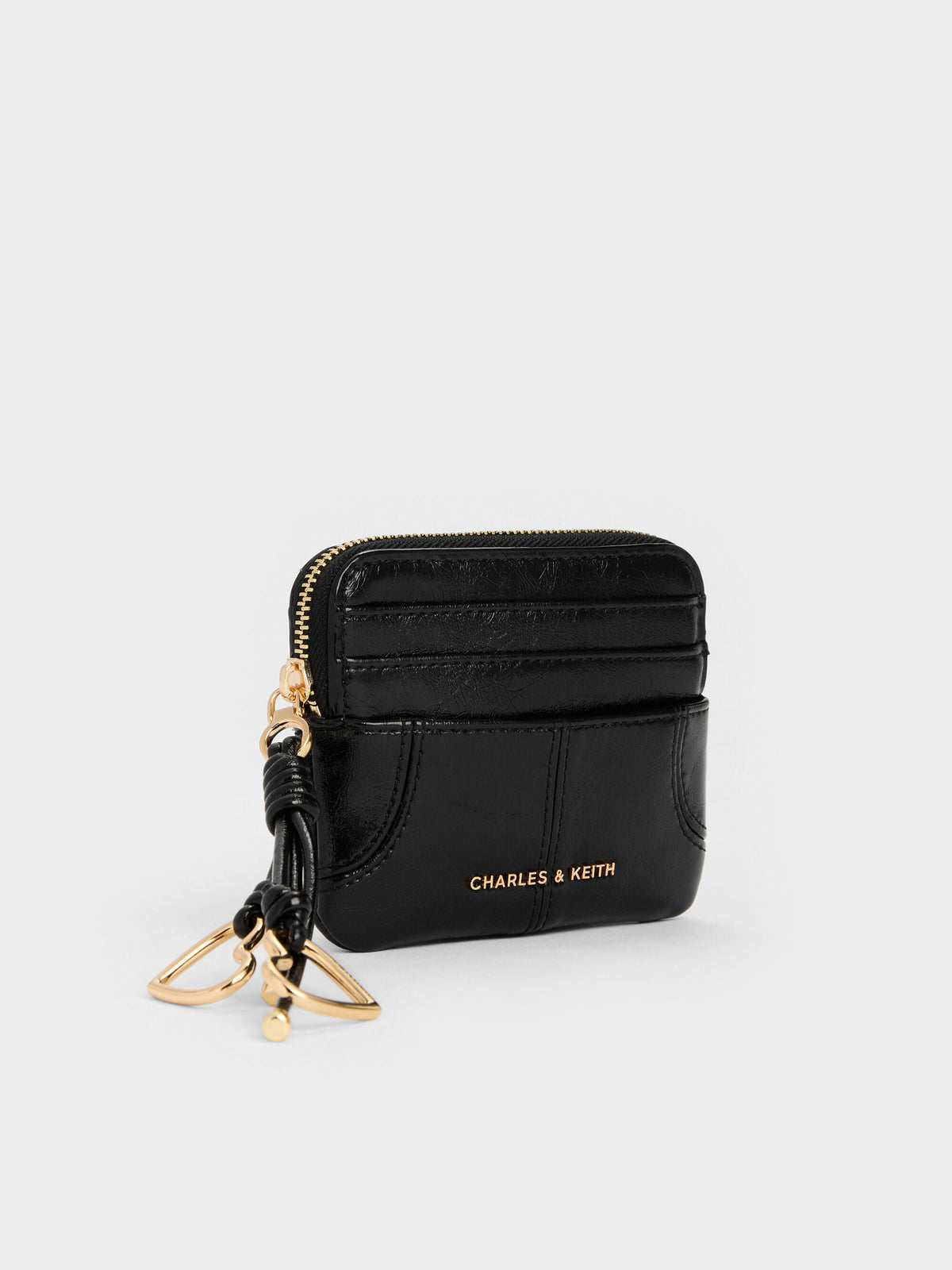 CHARLES & KEITH Discount / Ciara Top-Zip Card Holder - Black