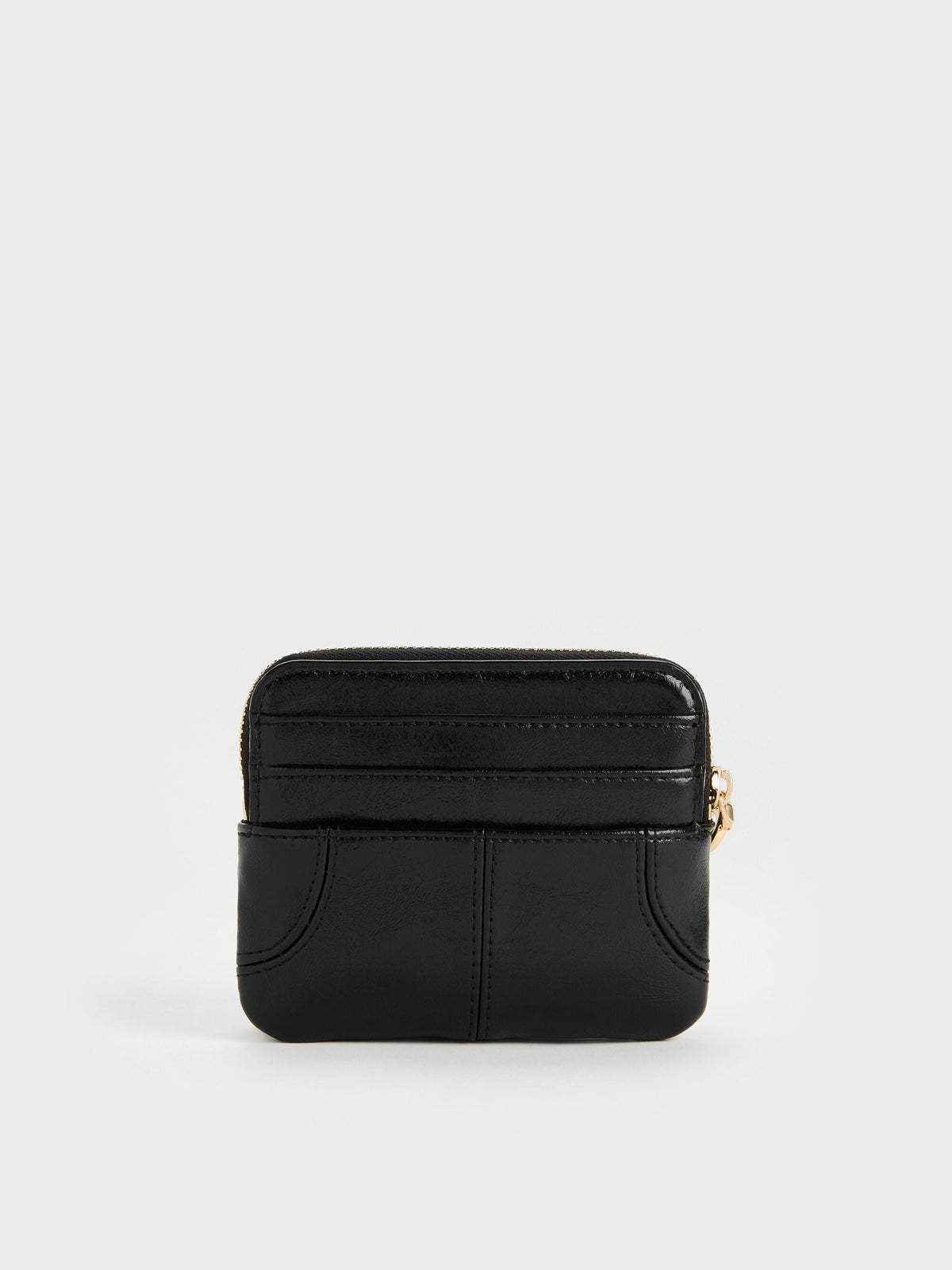 CHARLES & KEITH Discount / Ciara Top-Zip Card Holder - Black
