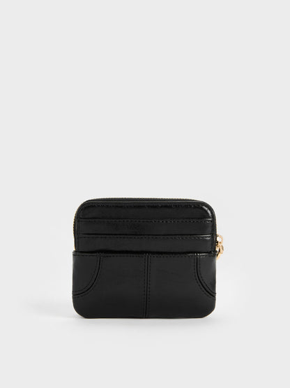 CHARLES & KEITH Discount / Ciara Top-Zip Card Holder - Black