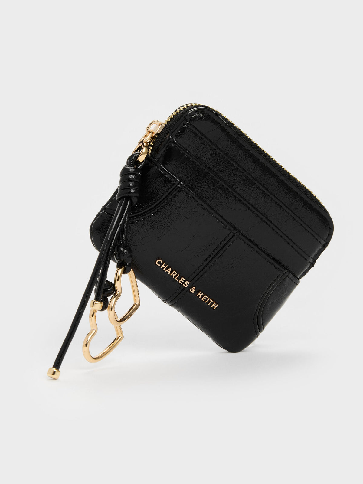 CHARLES & KEITH Discount / Ciara Top-Zip Card Holder - Black