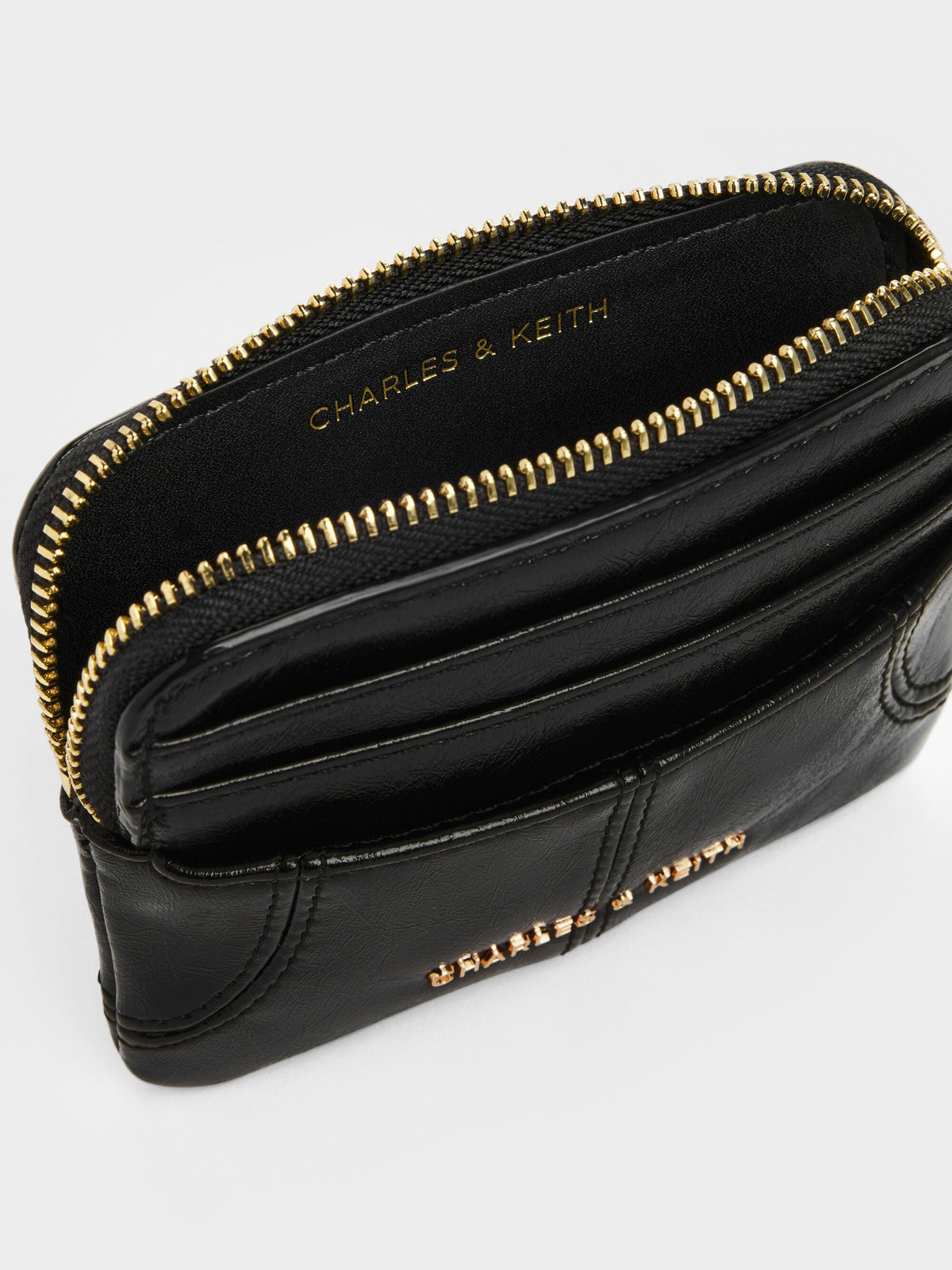 CHARLES & KEITH Discount / Ciara Top-Zip Card Holder - Black