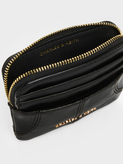 CHARLES & KEITH Discount / Ciara Top-Zip Card Holder - Black