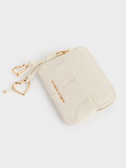 CHARLES & KEITH Classic / Ciara Top-Zip Card Holder - Cream